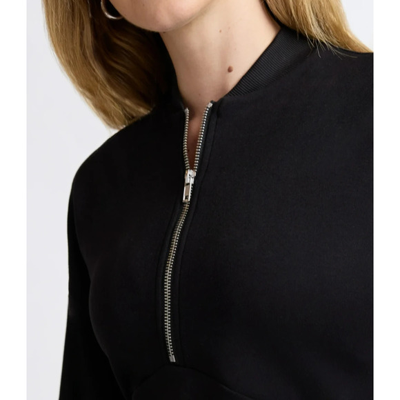 Scoop Womens New ScubaKnit Zip Front Mini Dress Black Soot Size XS (0-2) - Picture 6 of 7